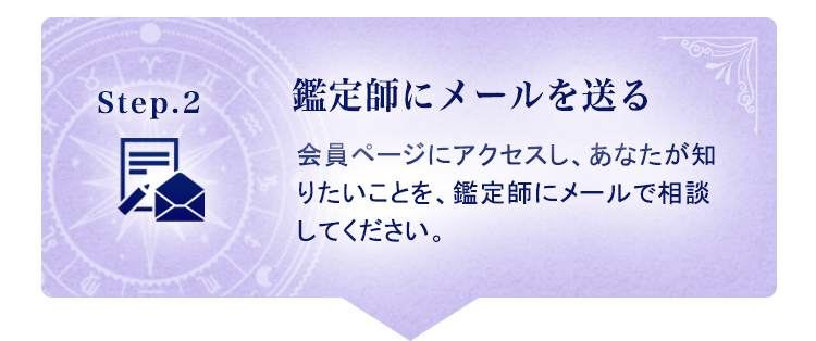 Step2.鑑定師にメールを送る/会員ページへアクセスし、あなたが知りたいことを鑑定師メールで相談してください。